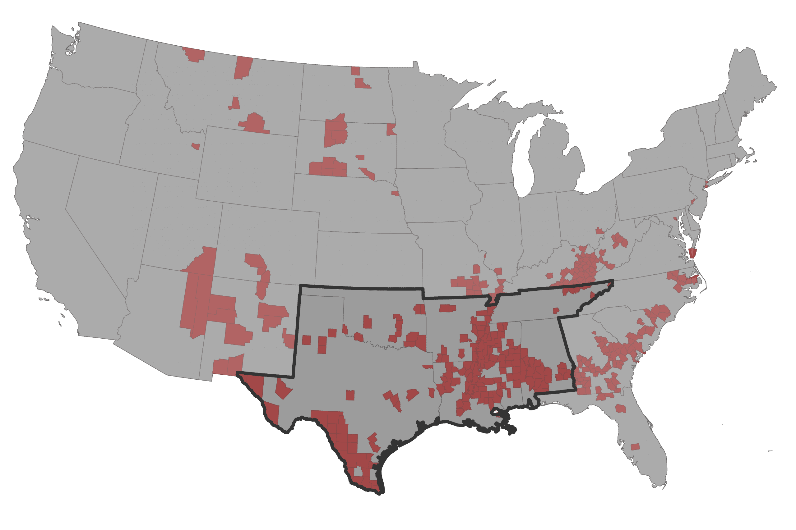 Persistent Poverty counties in the Communities Unlimited Service Area