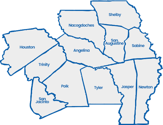 Deep East Texas counties that Communities Unlimited covers