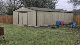 Nelson&rsquo;s shed, where mobility aids are stored and kept ready for the next person who needs them.